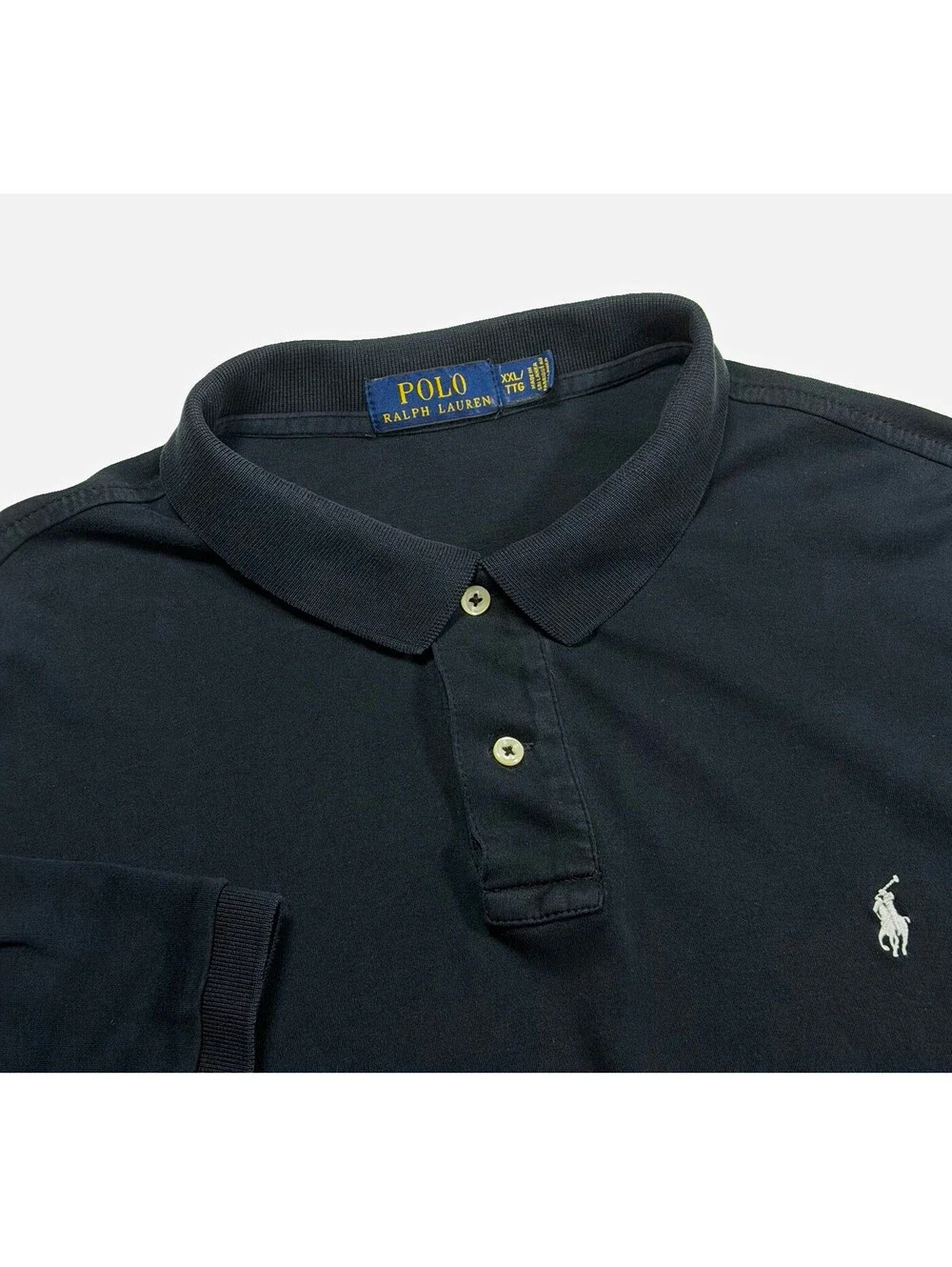 Polo Ralph Lauren Men's Black Solid Cotton Polo Shirt 2XL Classic Fit Golf